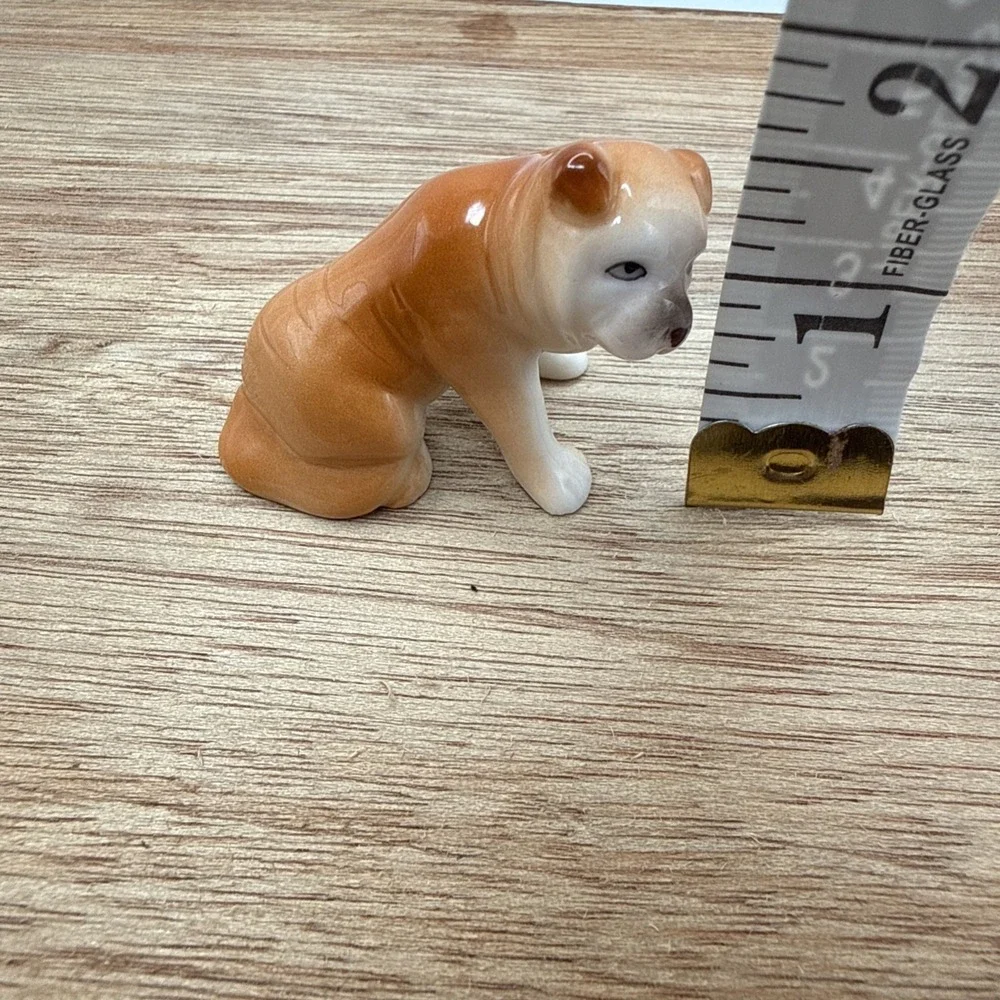 Vintage Boxer Dog Puppy Ceramic Figurine Miniature Trinket Shelf